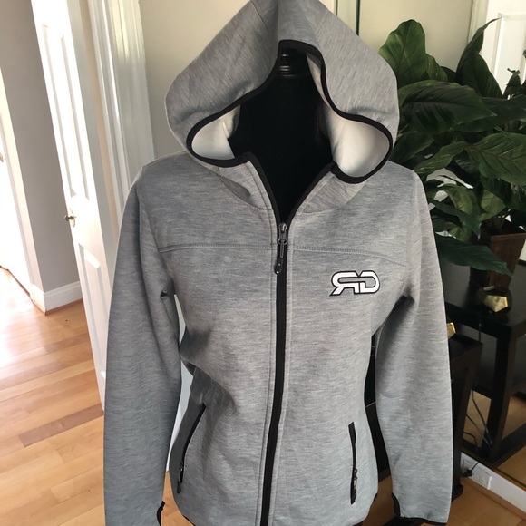 Light Gray Women's Full-Zip Front Tech Hoodie - Picture 4 of 8